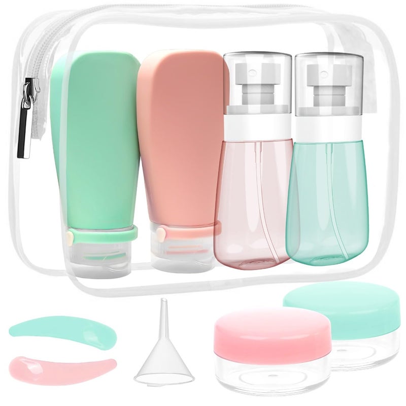 RELANOR Pack of 9 Travel Bottle Set - TSA Approved Leakproof Toiletry Kit - Perfect For Travel, Toners, Skincare, and Cosmetics - Image 1